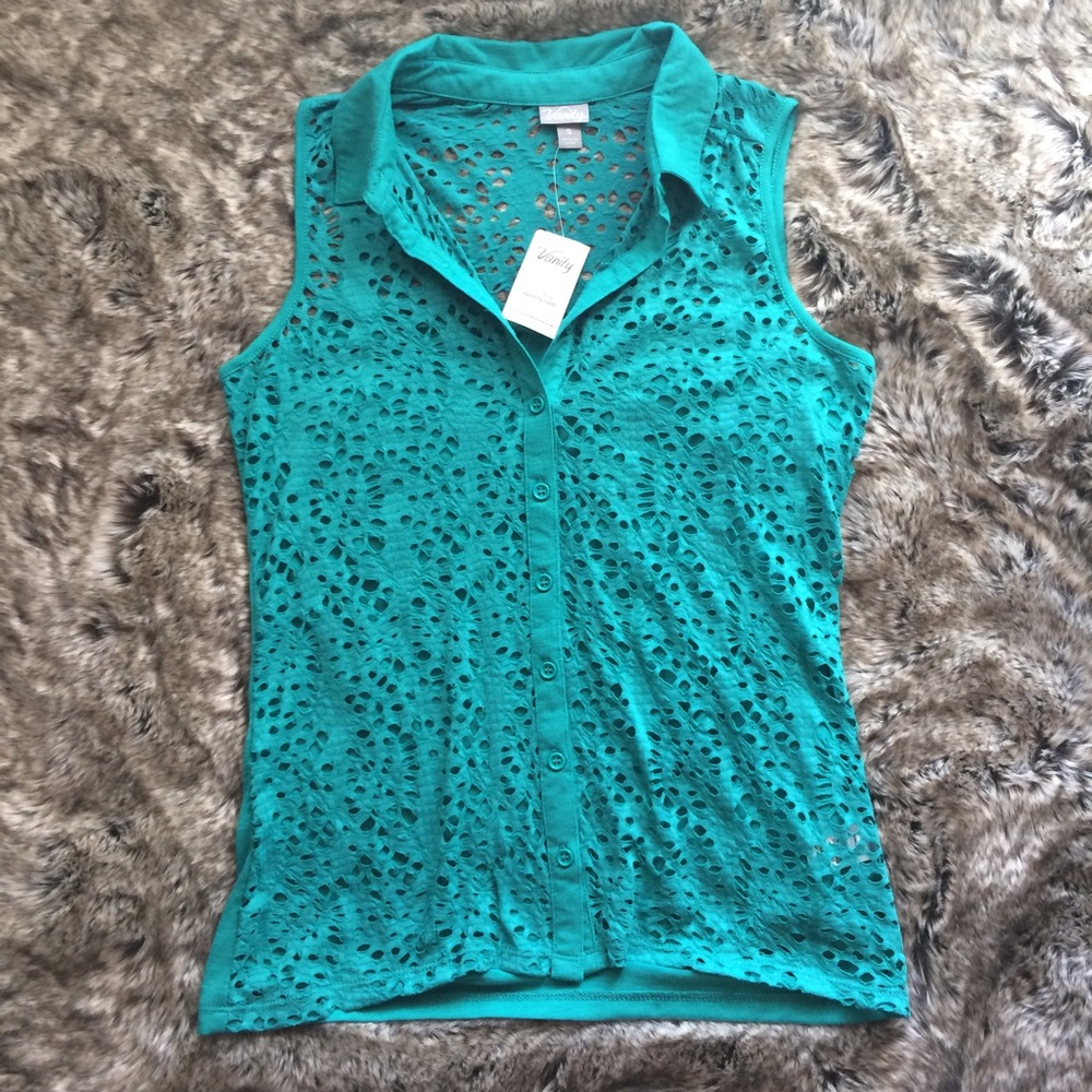 Vanity Jade Green Sleeveless Shirt