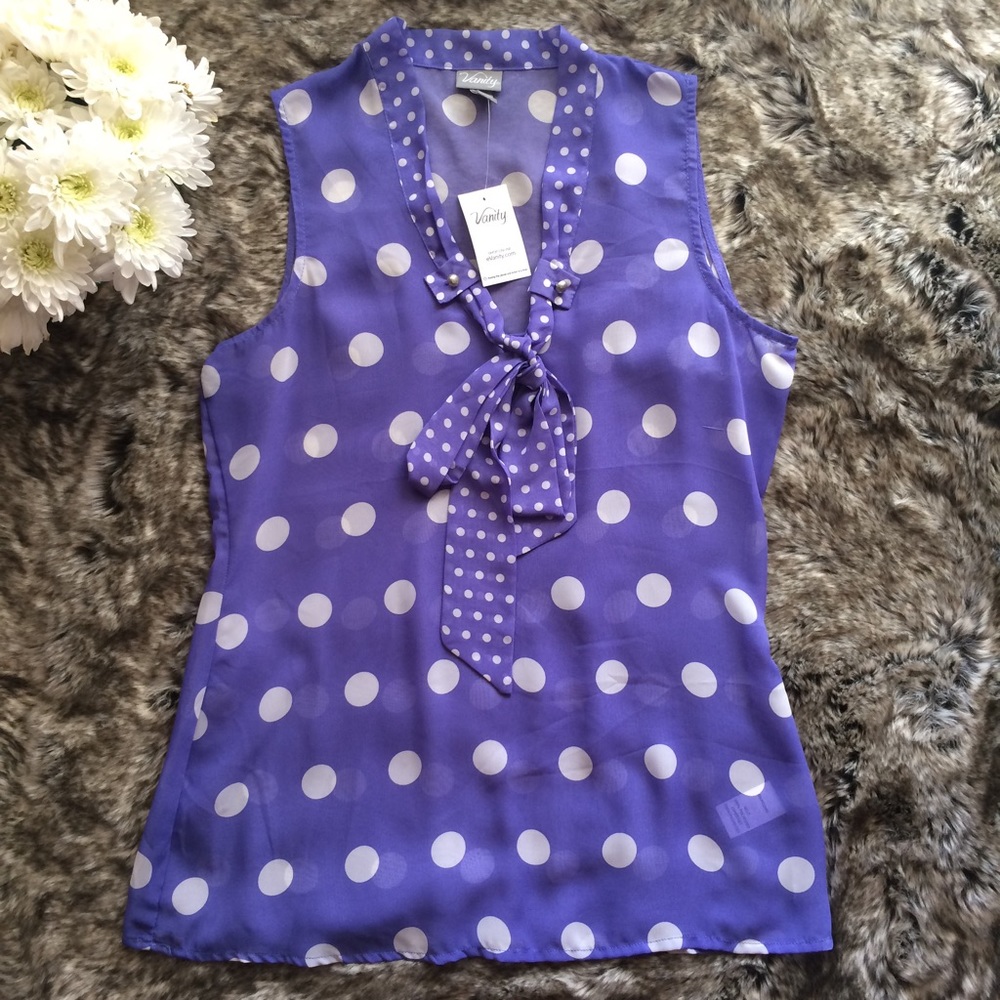 Vanity purple polka dot top