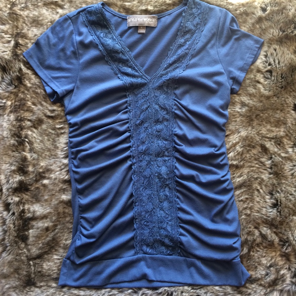 Vanity Ruched lace panel blouse