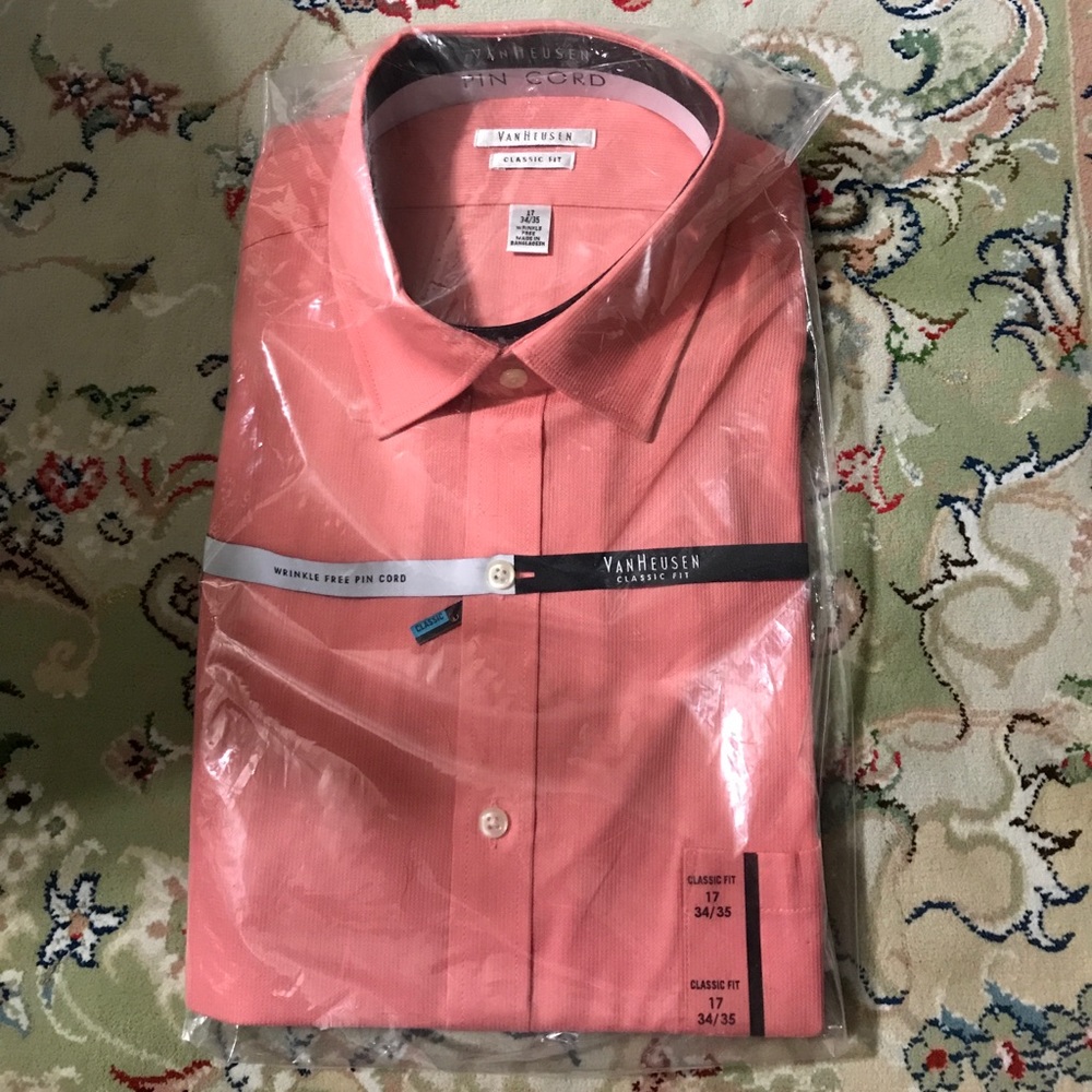 Van Heusen Classic Fit Pink Dress Shirt Sz 17
