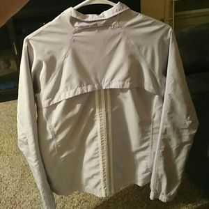 Adidas White Striped Wind/Training Jacket size M