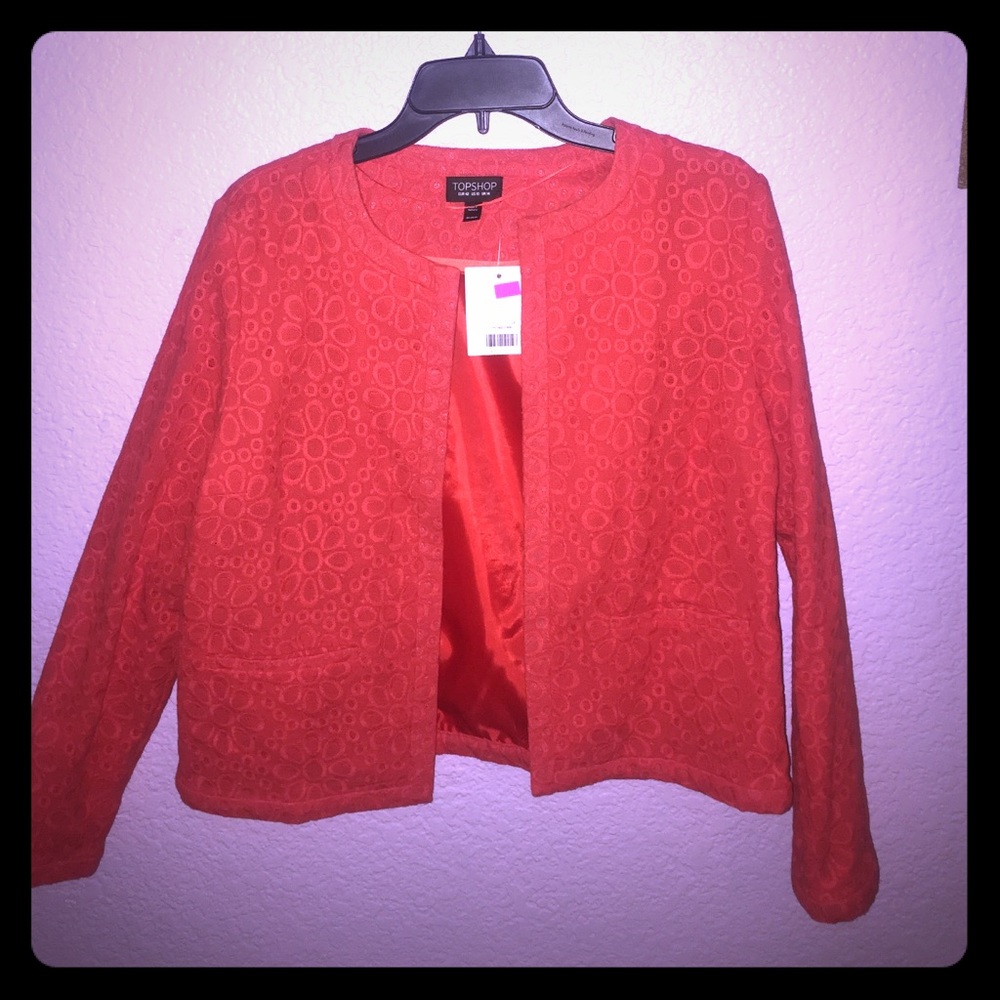 Brand New Orange Top Shop fitted half jacket