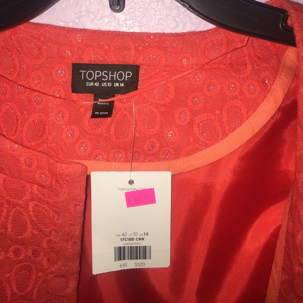 Brand New Orange Top Shop fitted half jacket - Picture 3 of 6