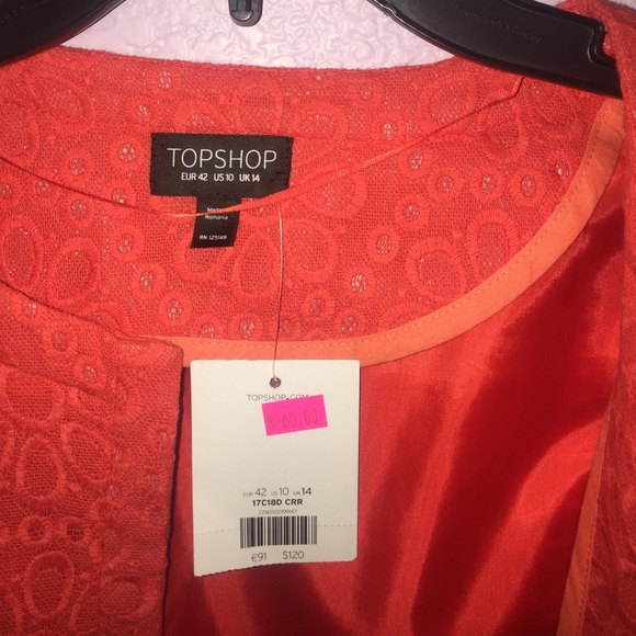 Brand New Orange Top Shop fitted half jacket - Picture 3 of 6