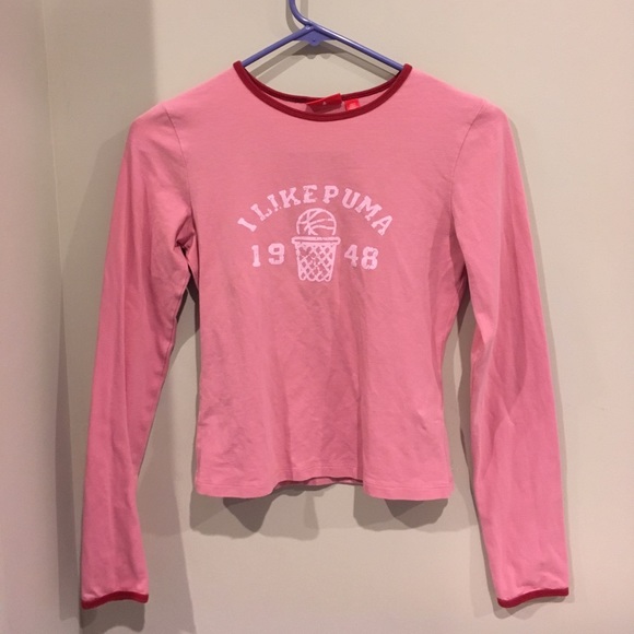 Puma Long-sleeve Pink Tee Kids Small - Picture 1 of 5
