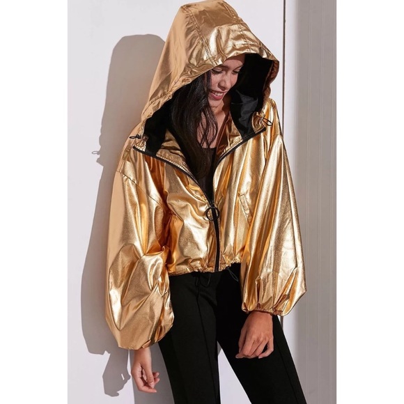 Urban Outfitters Jackets & Blazers - NWT UO Metallic Gold Oversized Windbreaker Jacket