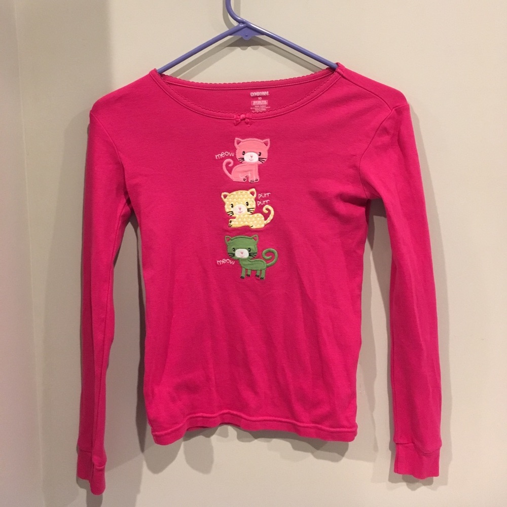 Gymboree Size 10 Cats Pink Pajama Long-Sleeve Tee