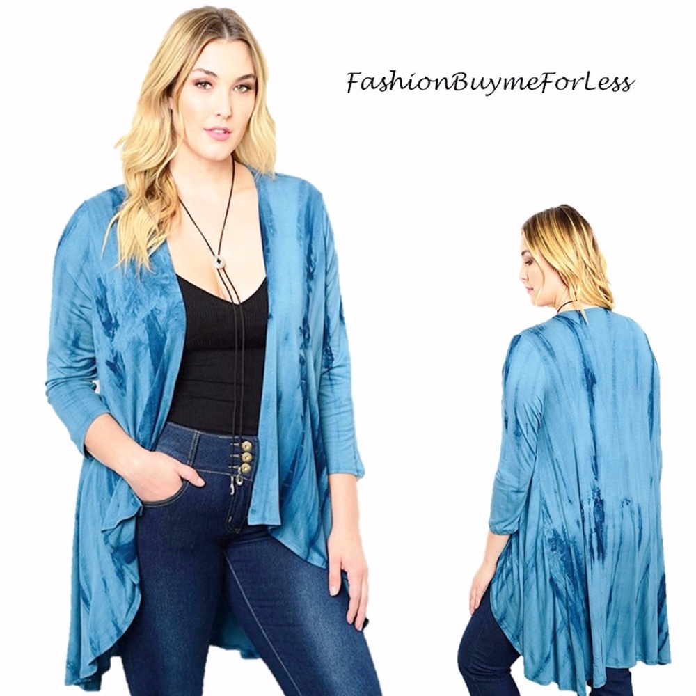 Tie Dye Open Front Sharkbite Sweater Cardigan Top