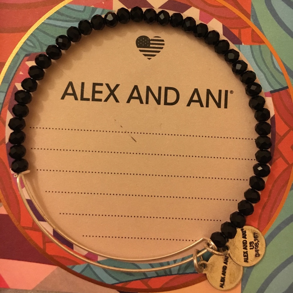 Brand new silver and black alex and ani bracelet