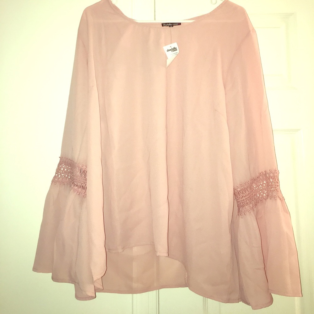 Charlotte Russe 2X pink bell sleeve top