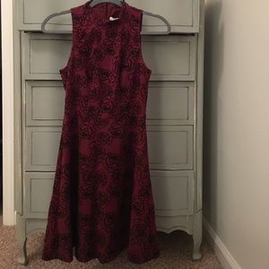 Maroon velvet embroidered Lauren Conrad Dress