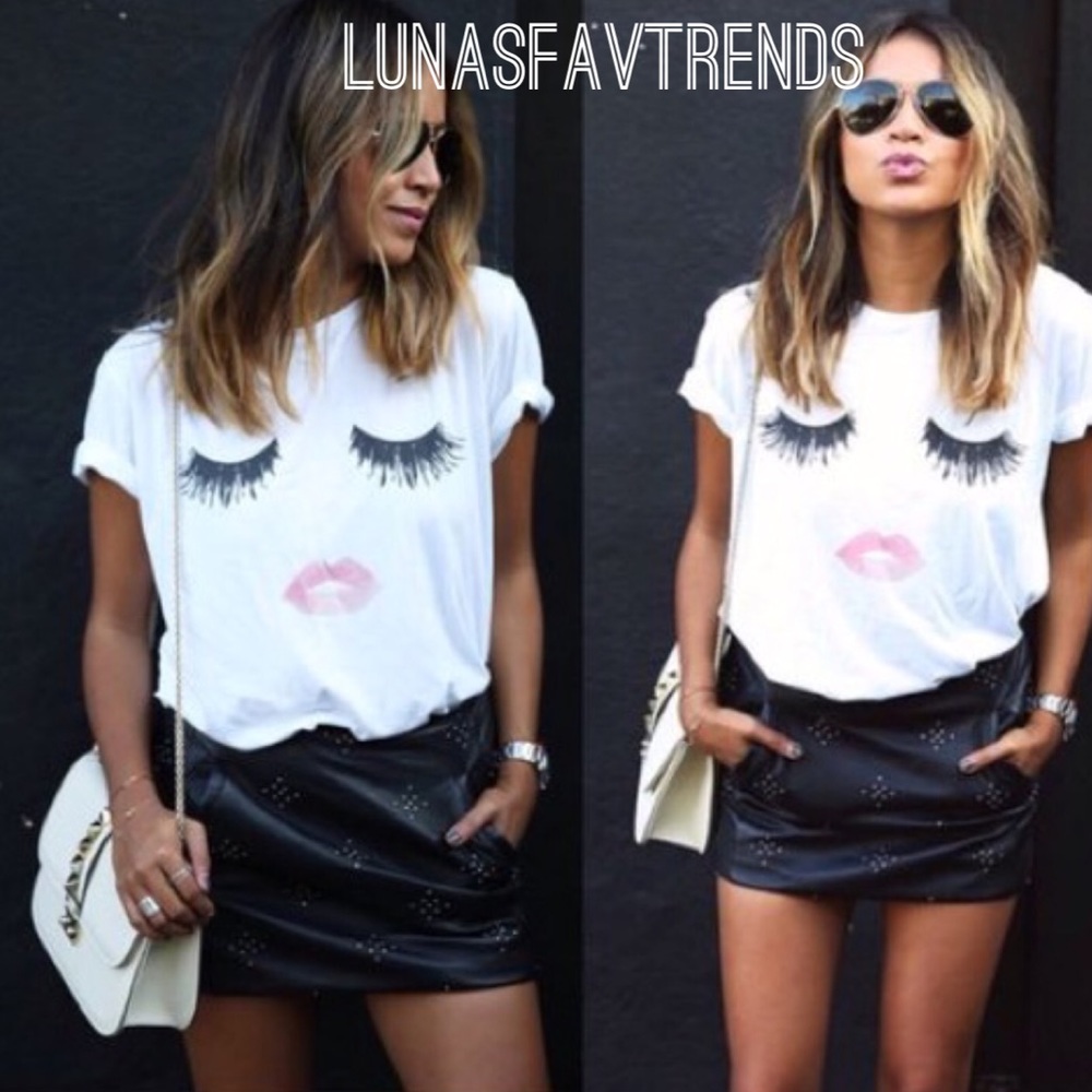 🌺EYELASH🌺T-SHIRT🌺White Women’s🌺Size M🌺Size L🌺