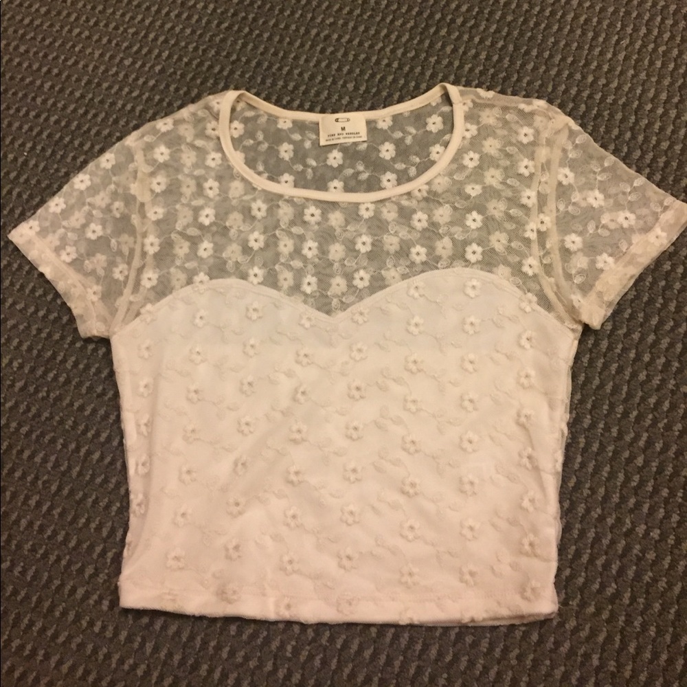 Urban Outfitters cream floral crop top