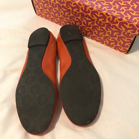 Tory Burch Orange and Gold Gameday Reva Flats - Picture 2 of 5