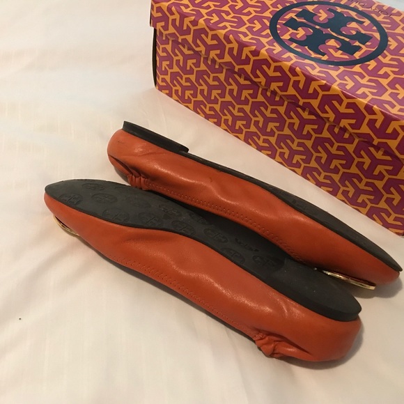 Tory Burch Orange and Gold Gameday Reva Flats - Picture 3 of 5