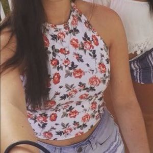 Reversible tie around neck crop top