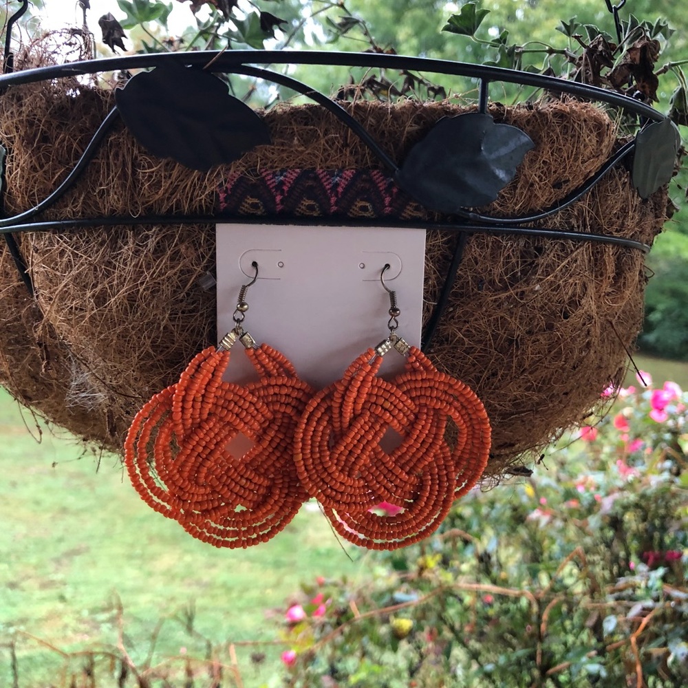 Orange Beaded Earings