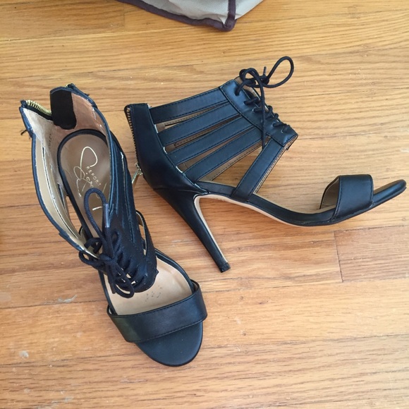 Jessica Simpson Shoes - • Jessica Simpson • Zesta Black Strappy Lace Heels