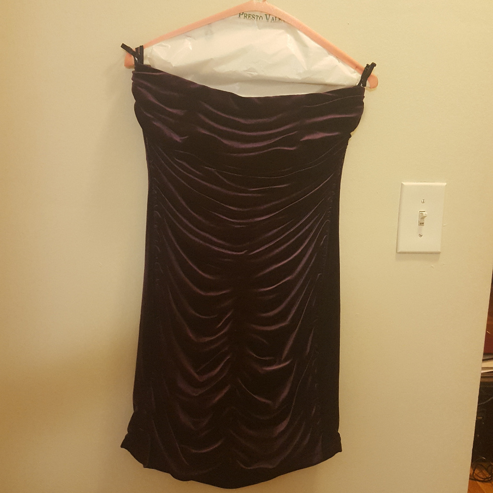 Jessica McClintock Plum Ruched Mini Dress Size 12