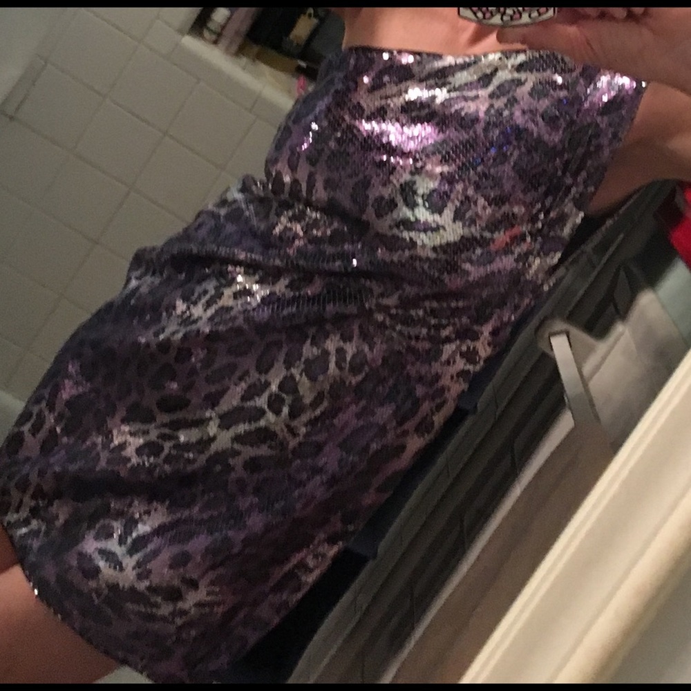 NWT Miss Sixty Metallic one sleeve Leopard Dress