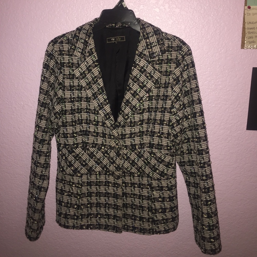 Tweed Lily Blazer with pink, blue & green flecks