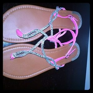 Strappy Pink and Silver Sandal