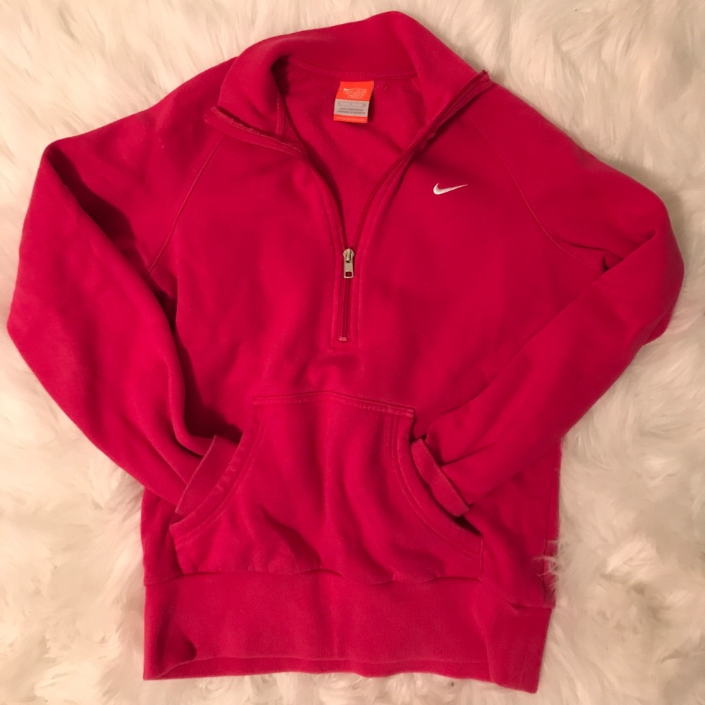 Pink long sleeve Nike half zip