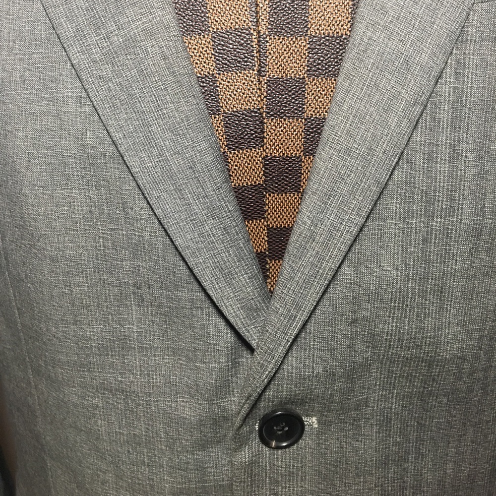 Theory-Gray Wool Glen Plaid 2-Button Blazer 42L - Picture 4 of 6