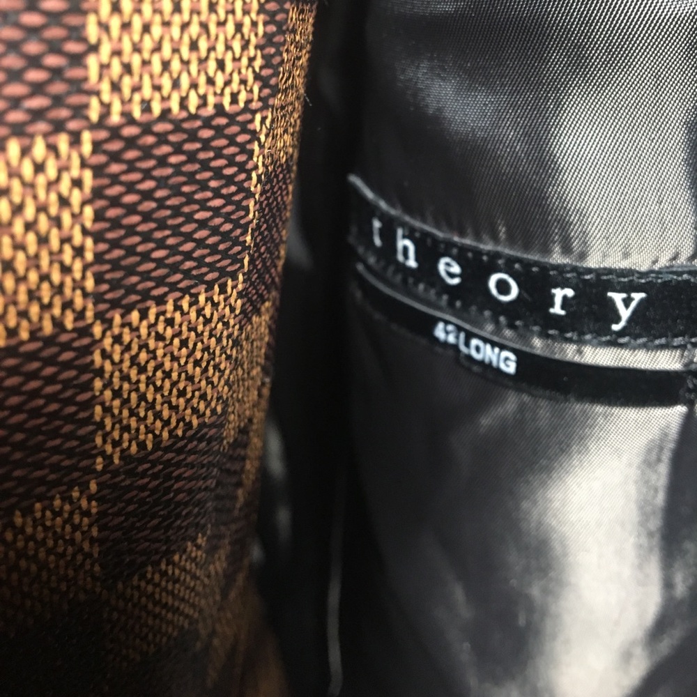 Theory-Gray Wool Glen Plaid 2-Button Blazer 42L - Picture 5 of 6