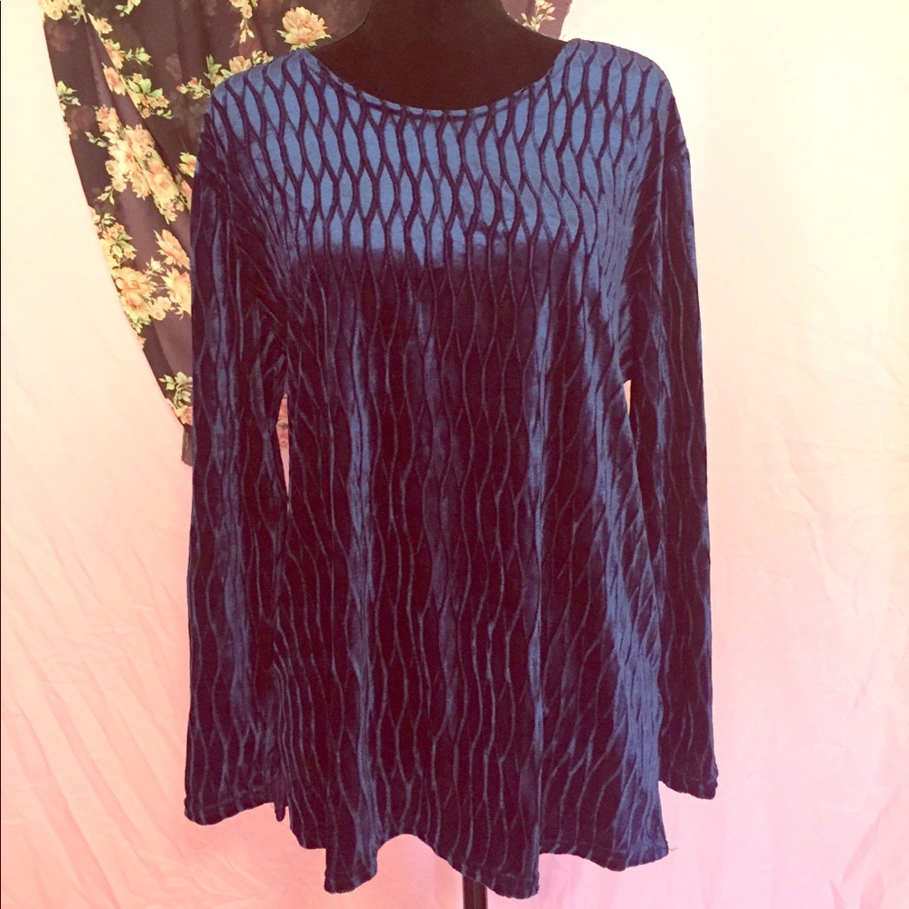 Women’s M/L Royal Blue Velvet Long-Sleeved Blouse