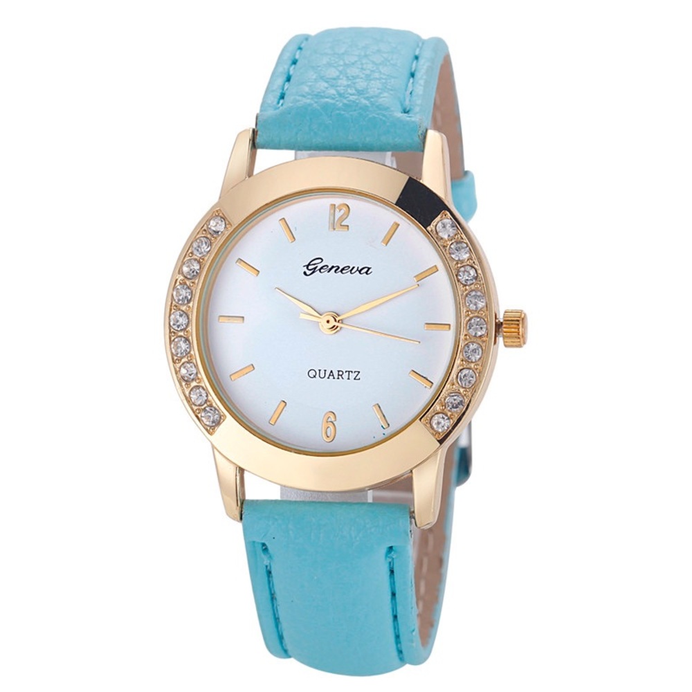 Geneva Fashion Women Diamond Analog Leather Watch