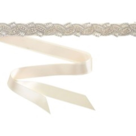 Jcrew crystalline beaded leaves sash, ivory.NEW - Picture 2 of 7