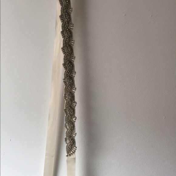 Jcrew crystalline beaded leaves sash, ivory.NEW - Picture 6 of 7