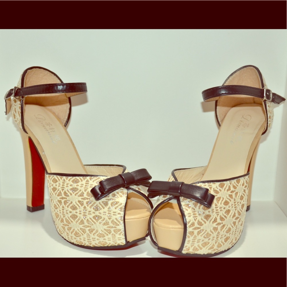 Red sole ankle strap flatform
