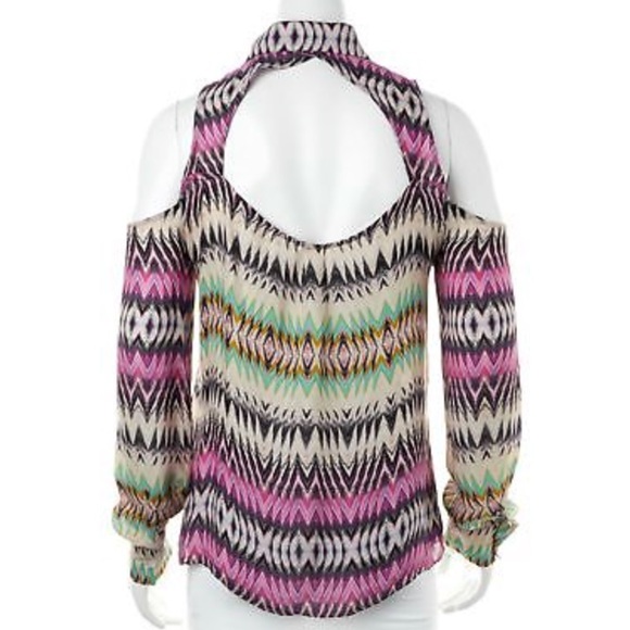 PARKER Zig Zag Print Silk Cold Shoulder Blouse - Picture 4 of 7