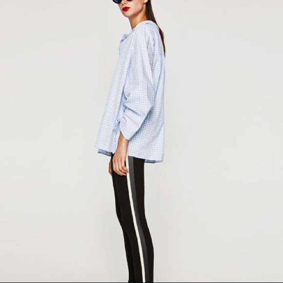 Zara sky blue gingham printed shirt - Picture 4 of 5