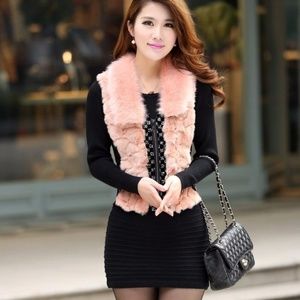 NWOT Two Piece Peach Knit Warm Vest Dress Winter