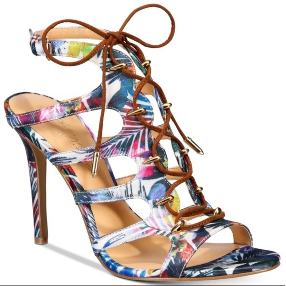 DAYA BY ZENDAYA MILO FLORAL MULTI LACE-UP HEELS