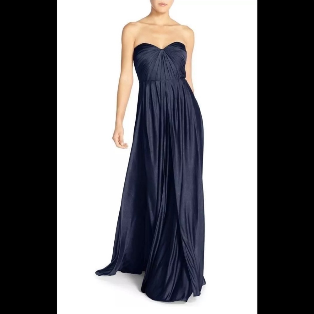 Jenny yoo Demi jersey convertible gown navy sz 2
