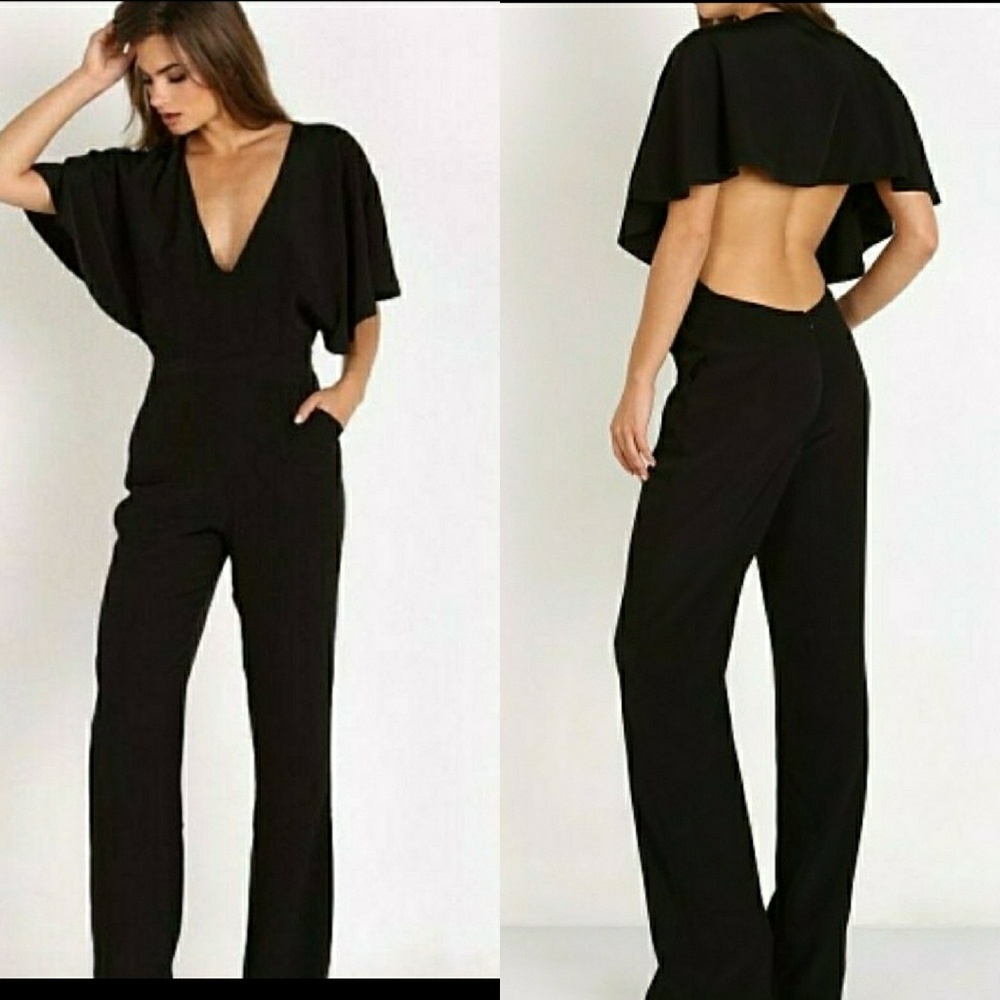 Jetset Diaraies Sahara Black open back jumpsuits - Picture 1 of 8