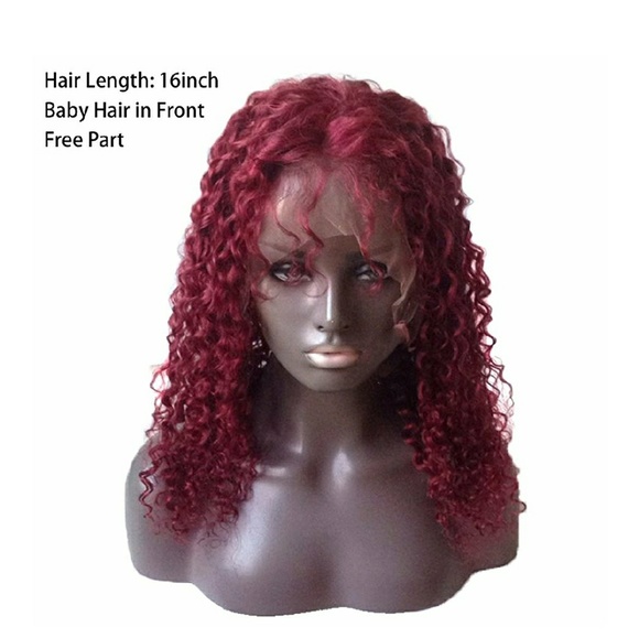 Burgundy Human Hair Full Lace Wig 16-18 inches!! main image 5