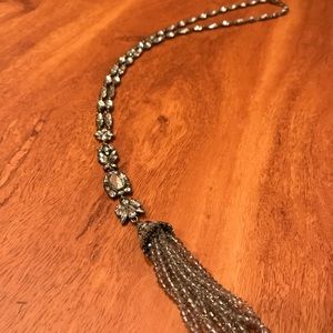 Baublebar crystal tassel necklace grey/gold