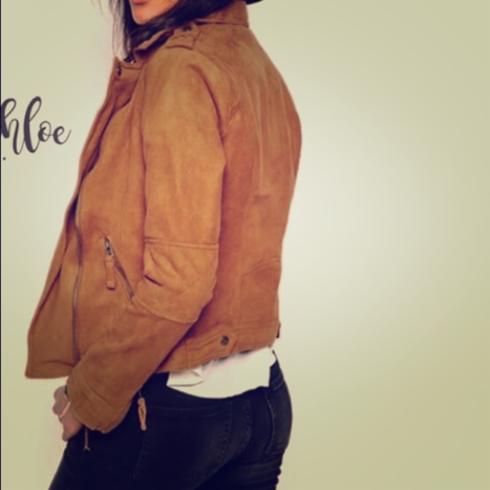 Faux suede moto jacket