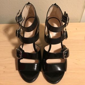 Black Nine West Strappy Block Heels