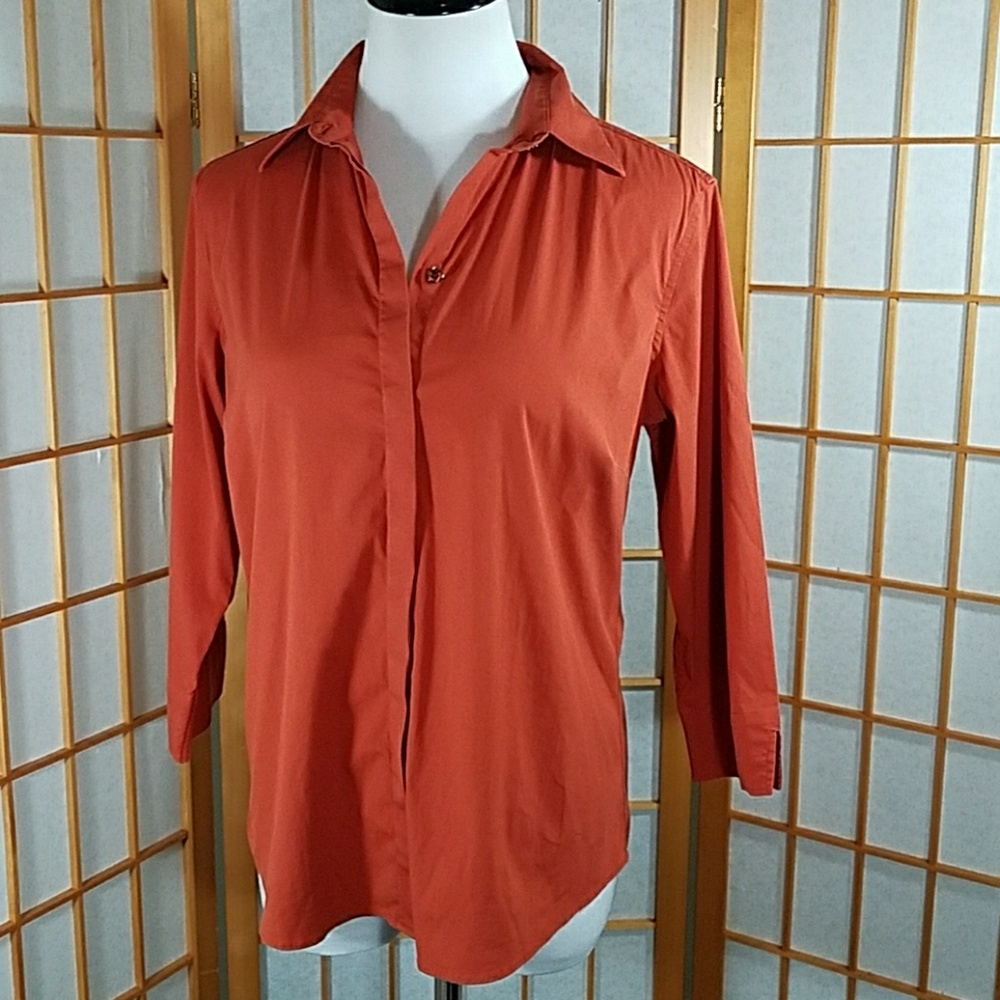 F. By Faconnable burnt orange button down shirt