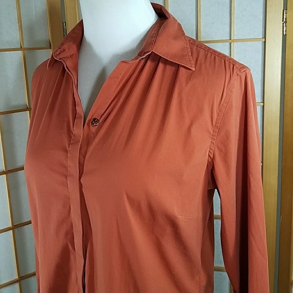 F. By Faconnable burnt orange button down shirt - Picture 2 of 8