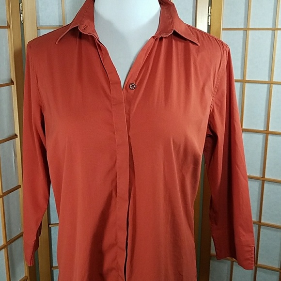 F. By Faconnable burnt orange button down shirt - Picture 3 of 8