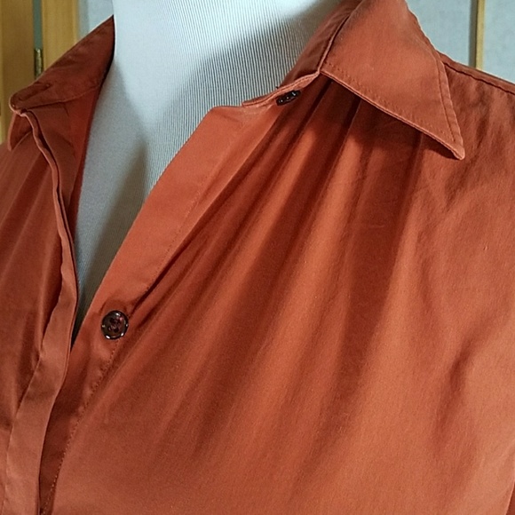 F. By Faconnable burnt orange button down shirt - Picture 6 of 8