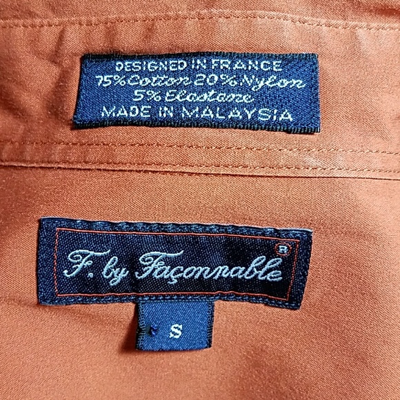 F. By Faconnable burnt orange button down shirt - Picture 7 of 8