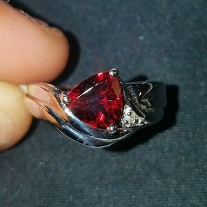 10k White Gold Diamond and Gemstone Ring